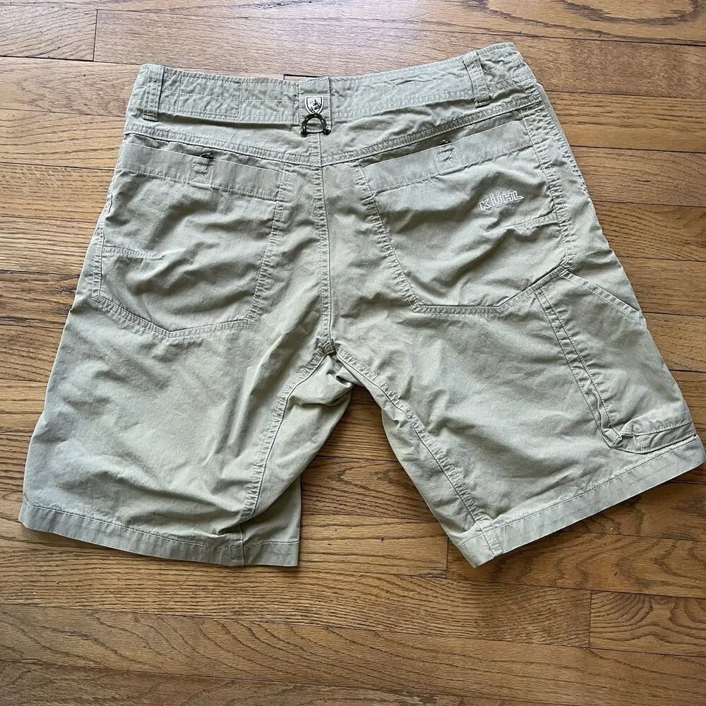 Kuhl Men’s Shorts Size 32 Vintage Patina Dye Tan Beige Hiking Camping Cargo Work - Picture 10 of 12